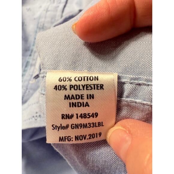 Six Lincoln Men's Short Sleeve Button-Up Shirt - Light Blue, Size Medium - Picture 9 of 10